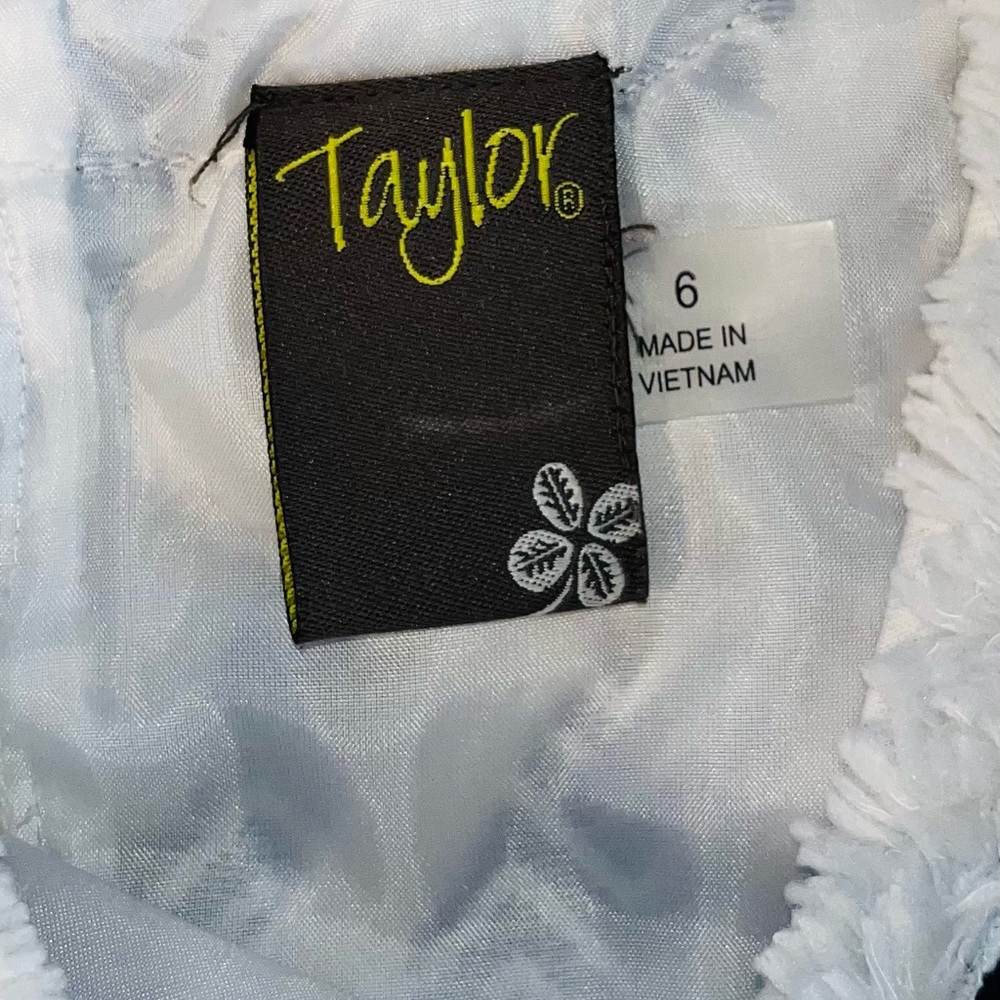 TAYLOR Jacquard Navy & White Cotton Dress sz 6 - Picture 4 of 12